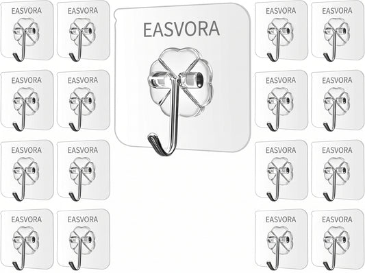 Heavy Duty Transparent PVC Self-Adhesive Wall Hooks – Waterproof & No Drill Multipurpose Hooks , Pack of 10pcs
