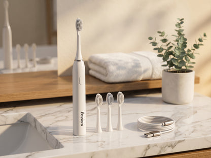 Easvora Sonic Electric Toothbrush- Rechargeable with 3 Extra Replacement Heads