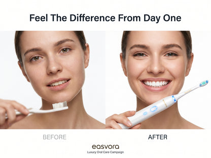 Easvora Sonic Electric Toothbrush- Rechargeable with 3 Extra Replacement Heads